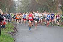 Start of the Senior Mens Heaton Harriers Memorial Road Race.